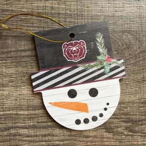 NEW Missouri State Bears MSU Wooden Snowman Ornament